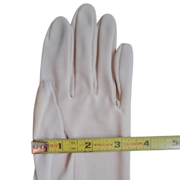 Vintage Opera Gloves Set of 2 Brown Leather /Off White Crenlon Crescendoe Nylon - Picture 12 of 13